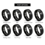 font options for inside engraving on black empty tomb sunrise rings
