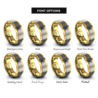 font options for inside engraving on gold & grey empty tomb sunrise rings