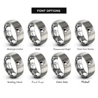 font options for inside engraving on silver empty tomb sunrise rings