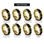 font options for inside engraving on black & gold ems emblem rings