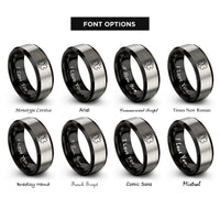 font options for inside engraving on black & grey emt badge rings