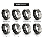 font options for inside engraving on black & grey emt star rings
