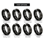 font options for inside engraving on black & grey emt star rings