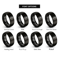 font options for inside engraving on black emt star rings