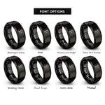font options for inside engraving on black emt star rings