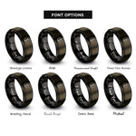 font options for inside engraving on gunmetal & black emt star rings