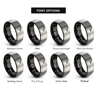 font options for inside engraving on black & grey emu rings