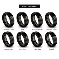 font options for inside engraving on black enamel mug rings