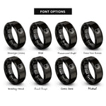 font options for inside engraving on black enamel mug rings