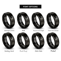 font options for inside engraving on black enamel mug rings
