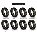 font options for inside engraving on gunmetal & black enamel mug rings