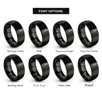 font options for inside engraving on black end mill rings