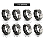 font options for inside engraving on black & silver endless knot rings