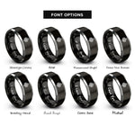 font options for inside engraving on black & silver endless knot rings