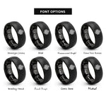 font options for inside engraving on black endless knot rings