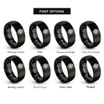 font options for inside engraving on black endless knot rings