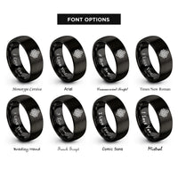 font options for inside engraving on black endless knot rings