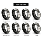 font options for inside engraving on black & silver endless knot celtic rings