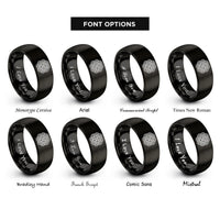 font options for inside engraving on black endless knot celtic rings