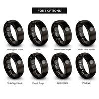 font options for inside engraving on black endless knot celtic rings
