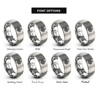font options for inside engraving on grey endless knot rings