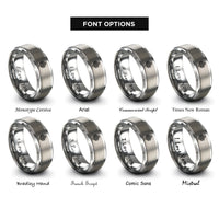 font options for inside engraving on gray endless knot rings