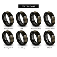 font options for inside engraving on gunmetal & black endless knot rings