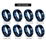font options for inside engraving on blue endless loop knot rings