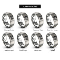 font options for inside engraving on silver endless loop knot rings