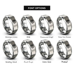 font options for inside engraving on grey endless loop knot rings