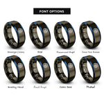 font options for inside engraving on gunmetal & blue endless loop knot rings