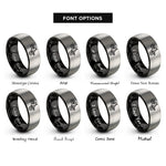 font options for inside engraving on black & gray endo stoppie rings