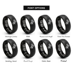 font options for inside engraving on black endo stoppie rings