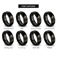 font options for inside engraving on black endo stoppie rings