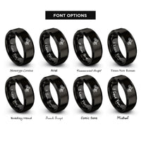 font options for inside engraving on black endo stoppie rings