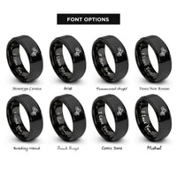 font options for inside engraving on black endo stoppie rings