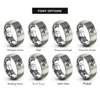 font options for inside engraving on gray endo stoppie rings