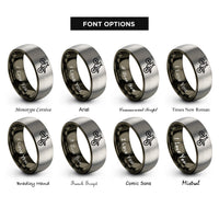 font options for inside engraving on gunmetal & grey endo stoppie rings