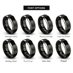 font options for inside engraving on black & silver endurance rider silhouette rings