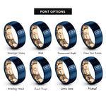 font options for inside engraving on rose gold & blue energy drink can rings