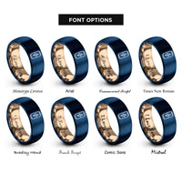 font options for inside engraving on rose gold & blue energy drink can rings
