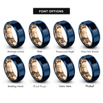 font options for inside engraving on rose gold & blue energy drink can rings