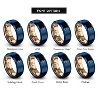 font options for inside engraving on rose gold & blue energy drink can rings