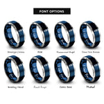 font options for inside engraving on blue & silver energy saving lamp rings