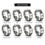 font options for inside engraving on silver energy saving lamp rings