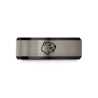 engraved promise rings – black & gray tungsten beaver wedding band