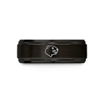 engraved promise rings – black tungsten beaver wedding band