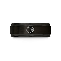 engraved promise rings – black tungsten beaver wedding band