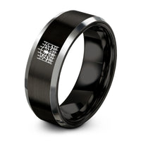 engraved rings for him – black & grey tungsten iron bats ring