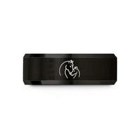 promise rings for her – black & gold tungsten mare nuzzling foal wedding band